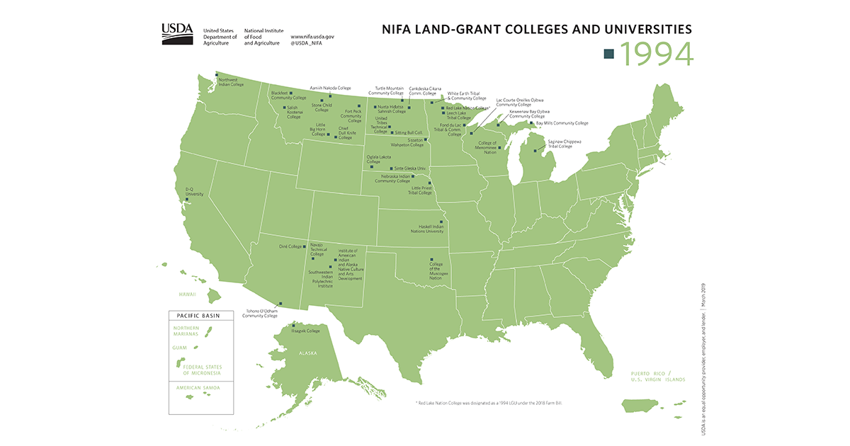 Map of 1994 Land Grant Universities